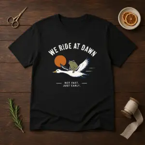 Awesome We Ride At Dawn Not Fast Just Early Duck Frog Shirt
