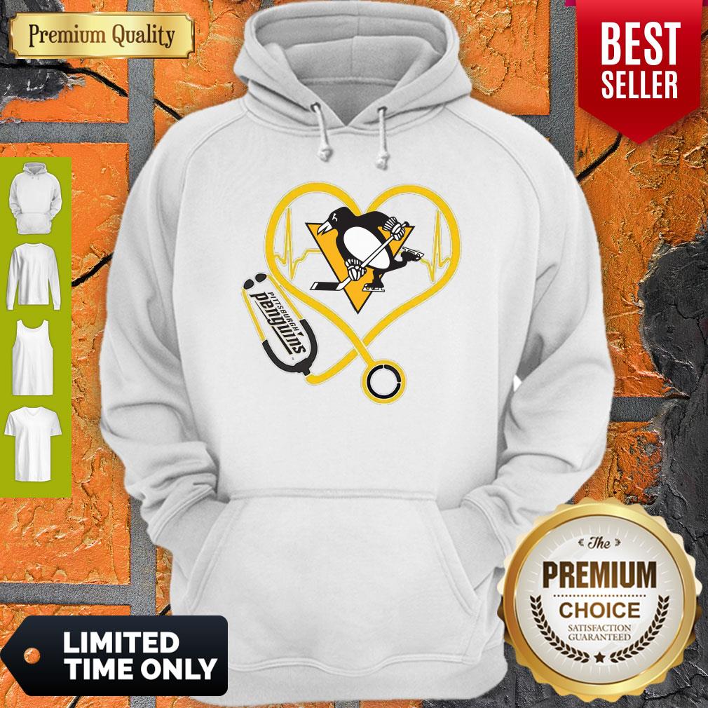Hot Pittsburgh Penguins Nurse Heart Stethoscope Heartbeat Shirt - Image 2