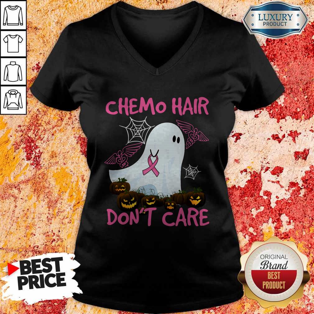 Pretty Ghost Chemo Hair Don’t Care Nurse Halloween Shirt - Image 3
