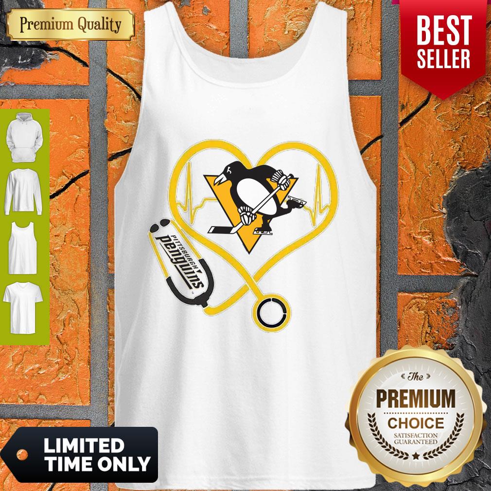 Hot Pittsburgh Penguins Nurse Heart Stethoscope Heartbeat Shirt - Image 4