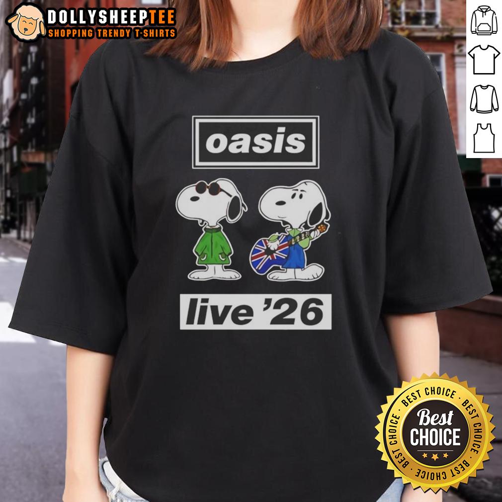 Awesome Oasis Live 26 Snoopy T-Shirt - Image 2
