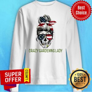 Alternative view of Funny Skull Girl Bandana Sunglasses American Flag Crazy Gardening Lady Shirt