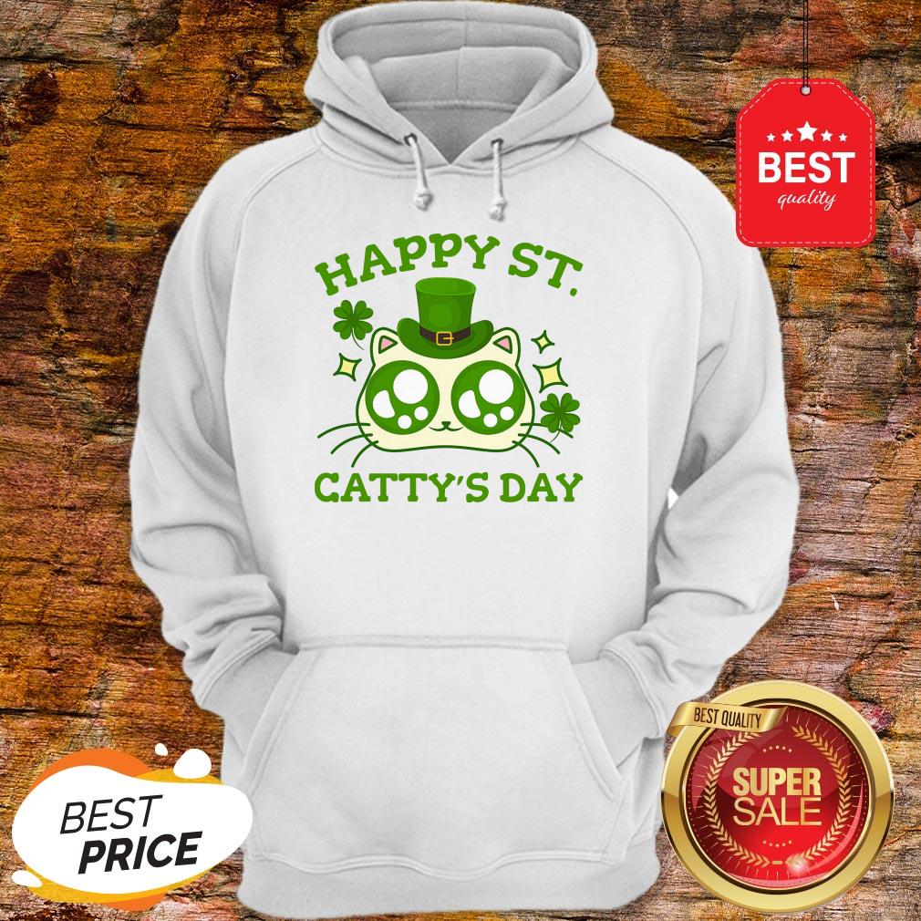 Happy St. Catty’s Day St Patricks Funny Cat Clover Shirt - Image 5