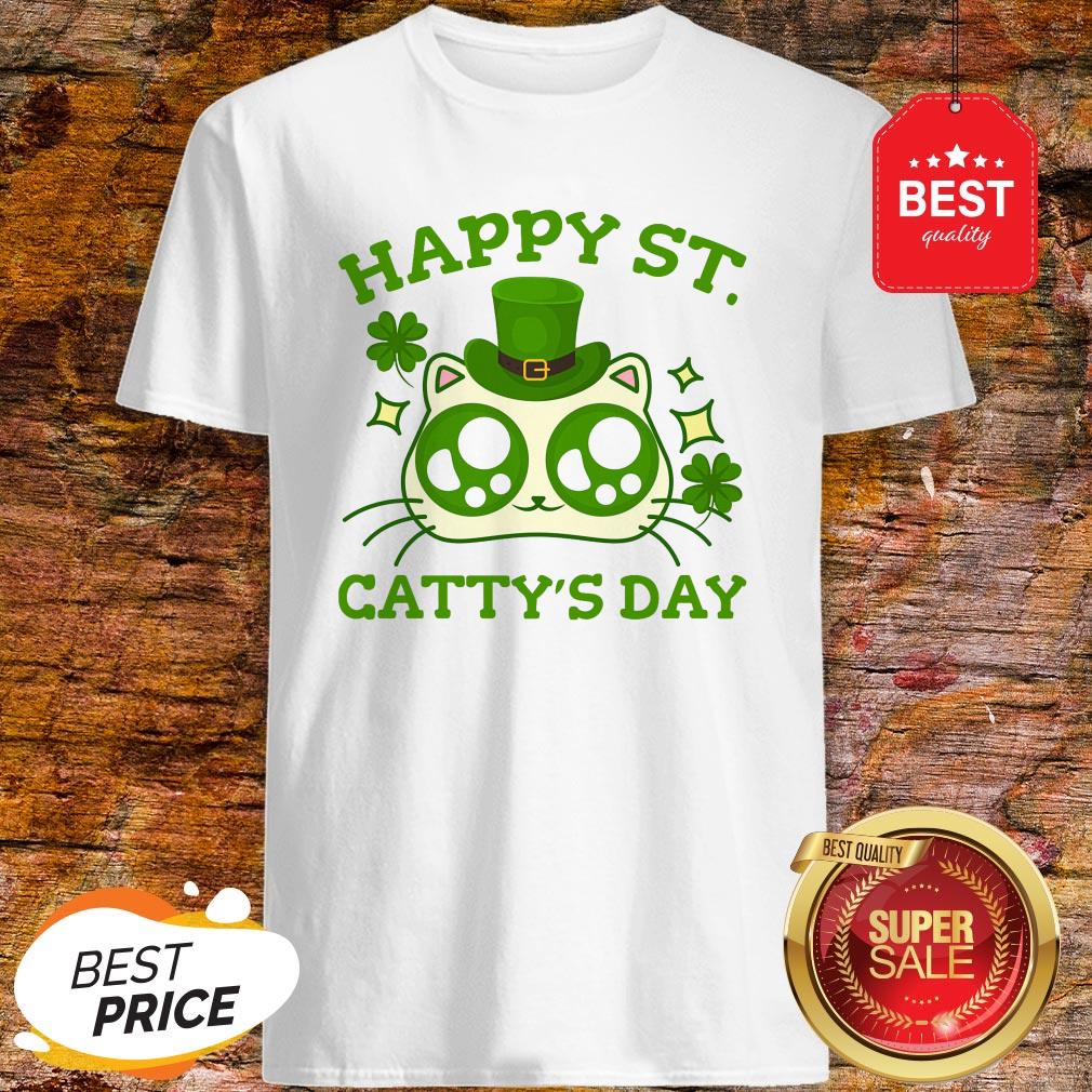 Happy St. Catty’s Day St Patricks Funny Cat Clover Shirt