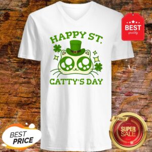 Alternative view of Happy St. Catty’s Day St Patricks Funny Cat Clover Shirt