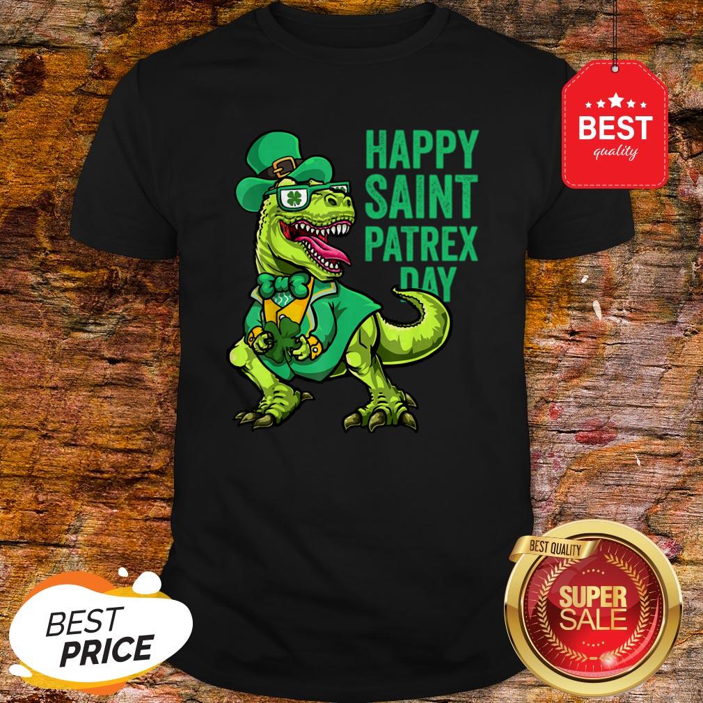 Nice St Patricks Day Irish Leprechaun Dinosaur T Rex Boys Shirt