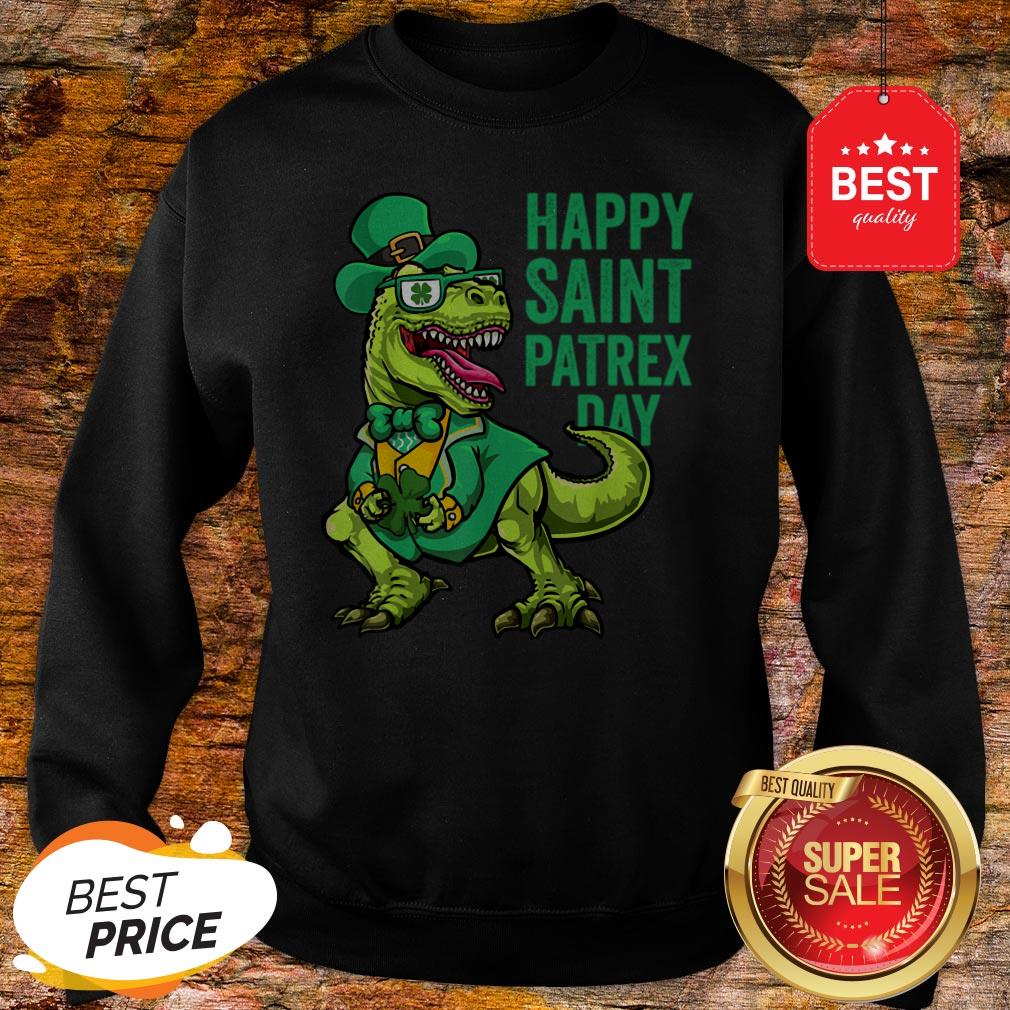 Nice St Patricks Day Irish Leprechaun Dinosaur T Rex Boys Shirt - Image 4