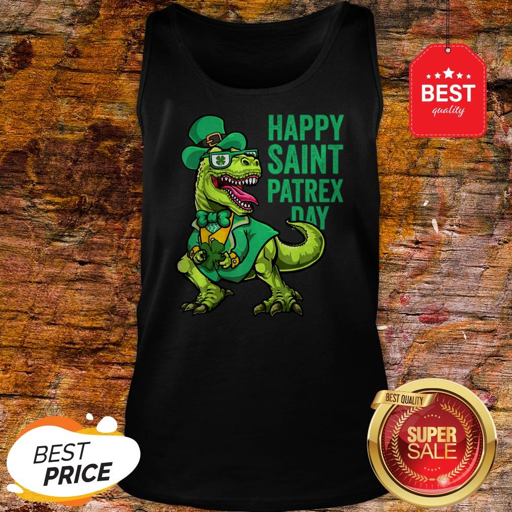 Nice St Patricks Day Irish Leprechaun Dinosaur T Rex Boys Shirt - Image 3