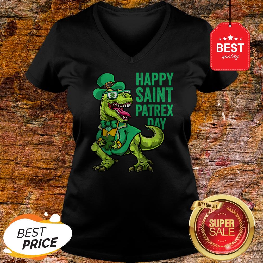 Nice St Patricks Day Irish Leprechaun Dinosaur T Rex Boys Shirt - Image 2