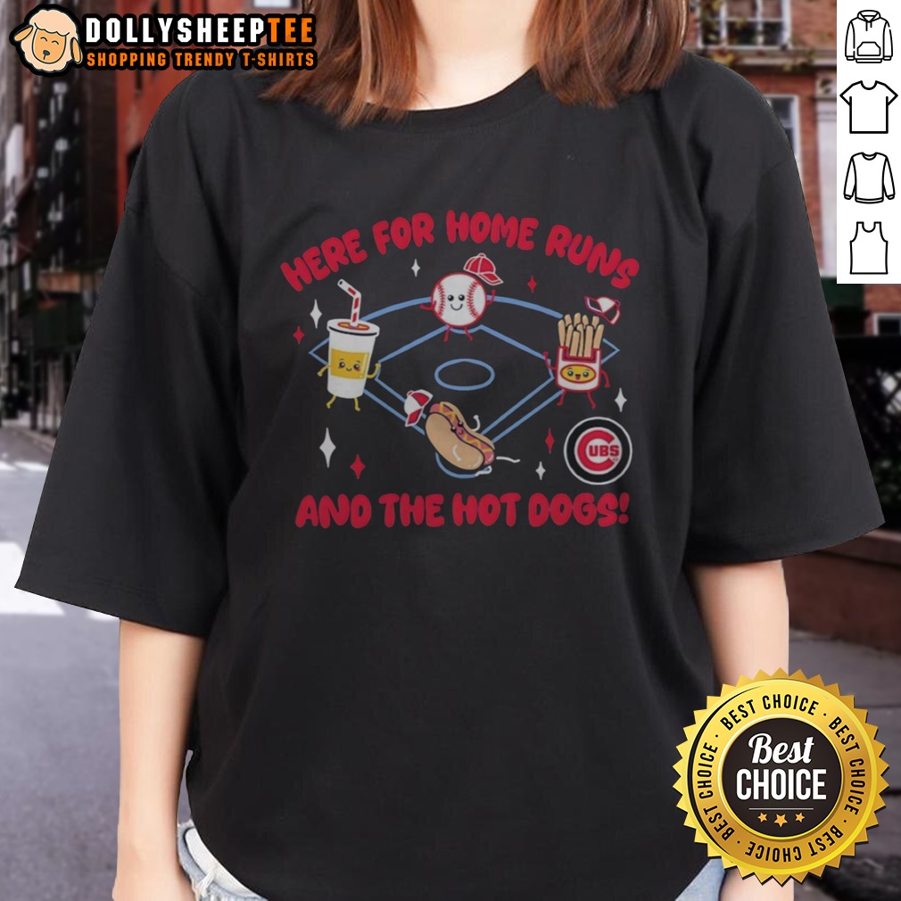 Awesome Here For Home Runs And The Hot Dogs Chicago Cubs MLB Mascot Cartoon Food Shirt - Image 3
