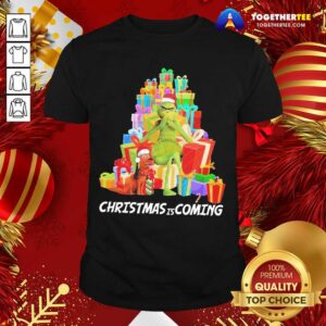 Happy Grinch And Dog Christmas Is Coming Christmas Gift Shirt