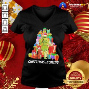 Alternative view of Happy Grinch And Dog Christmas Is Coming Christmas Gift Shirt