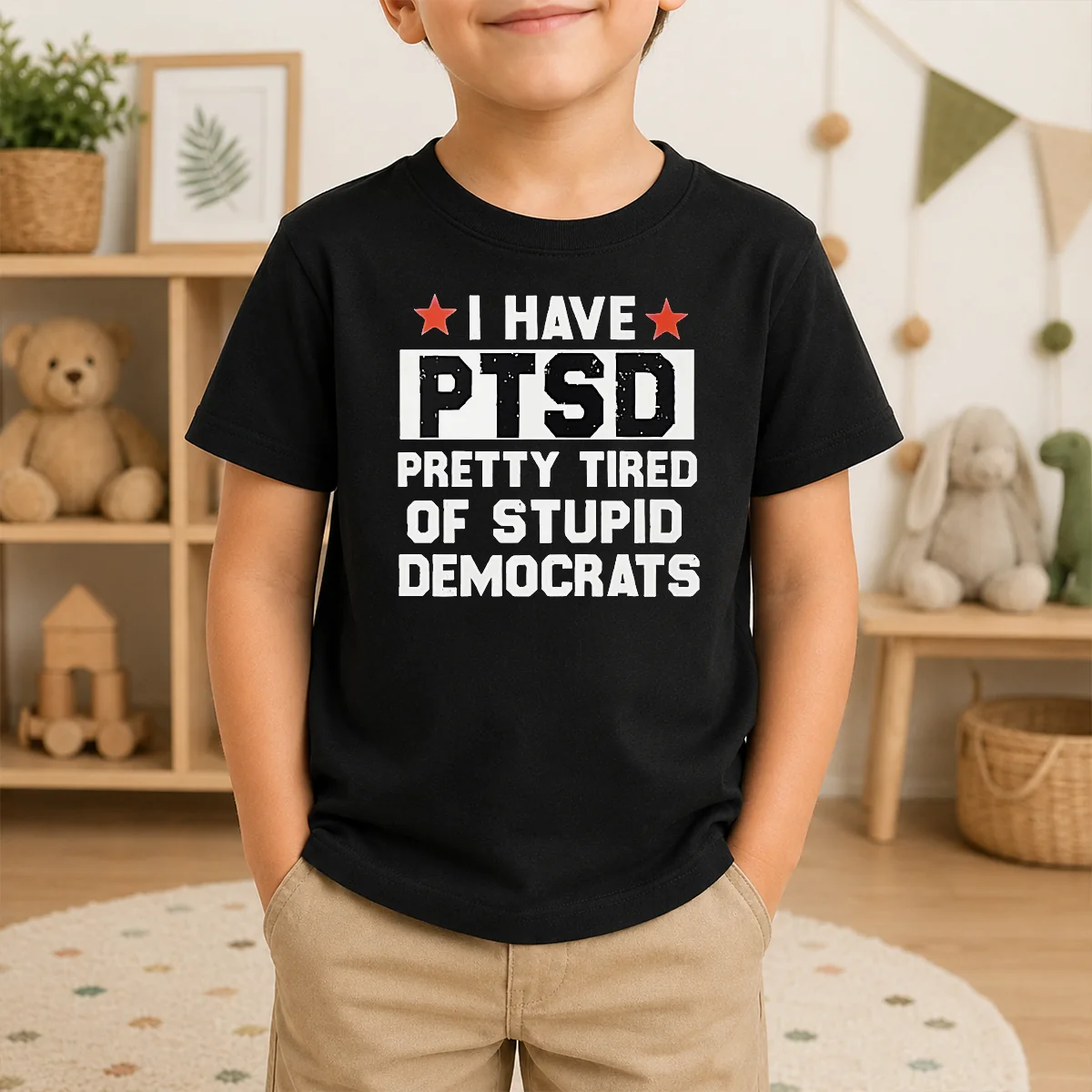 Hot Original I Have Ptsd Pretty Tired Of Stupid Democrats Red Stars Shirt - Image 9