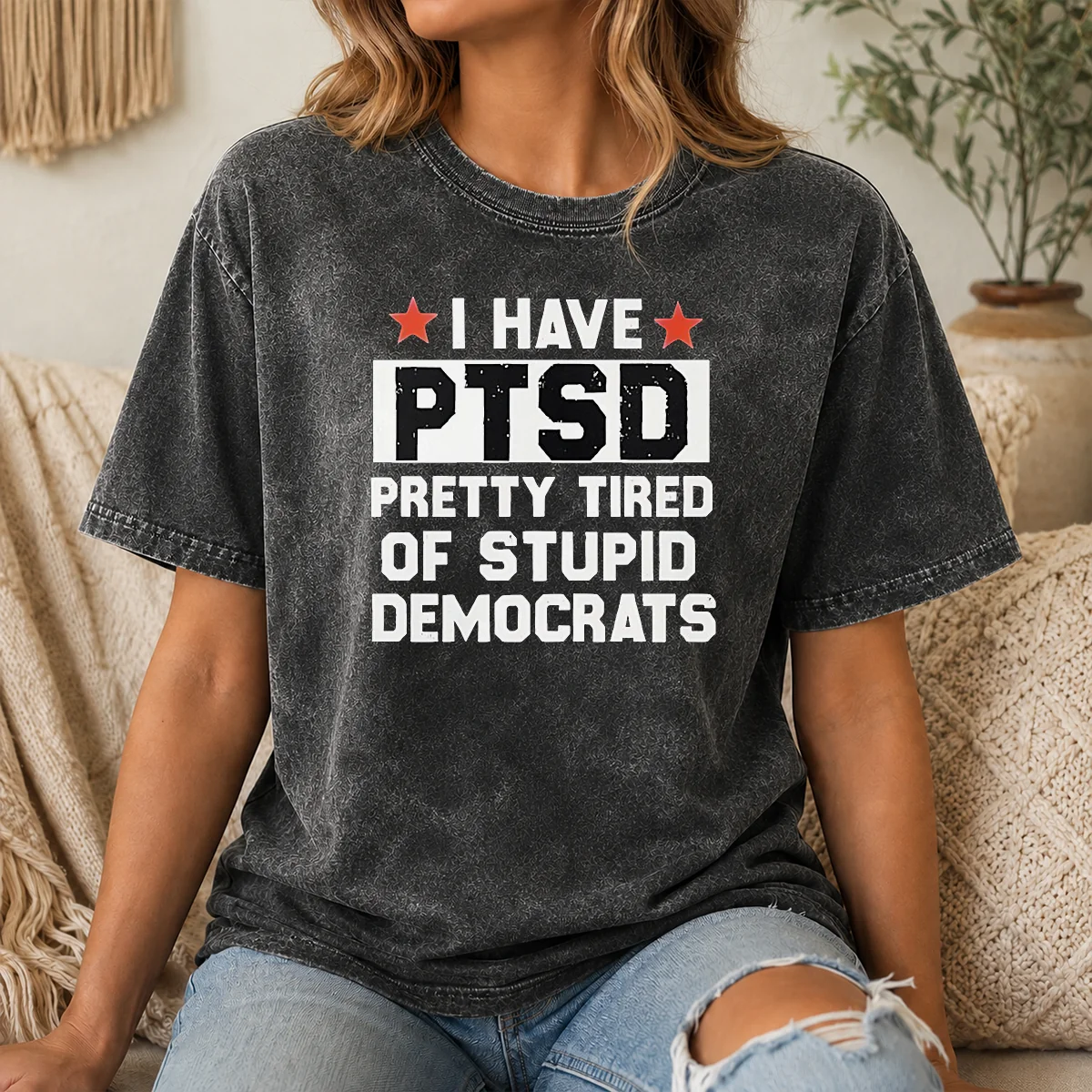 Hot Original I Have Ptsd Pretty Tired Of Stupid Democrats Red Stars Shirt - Image 8