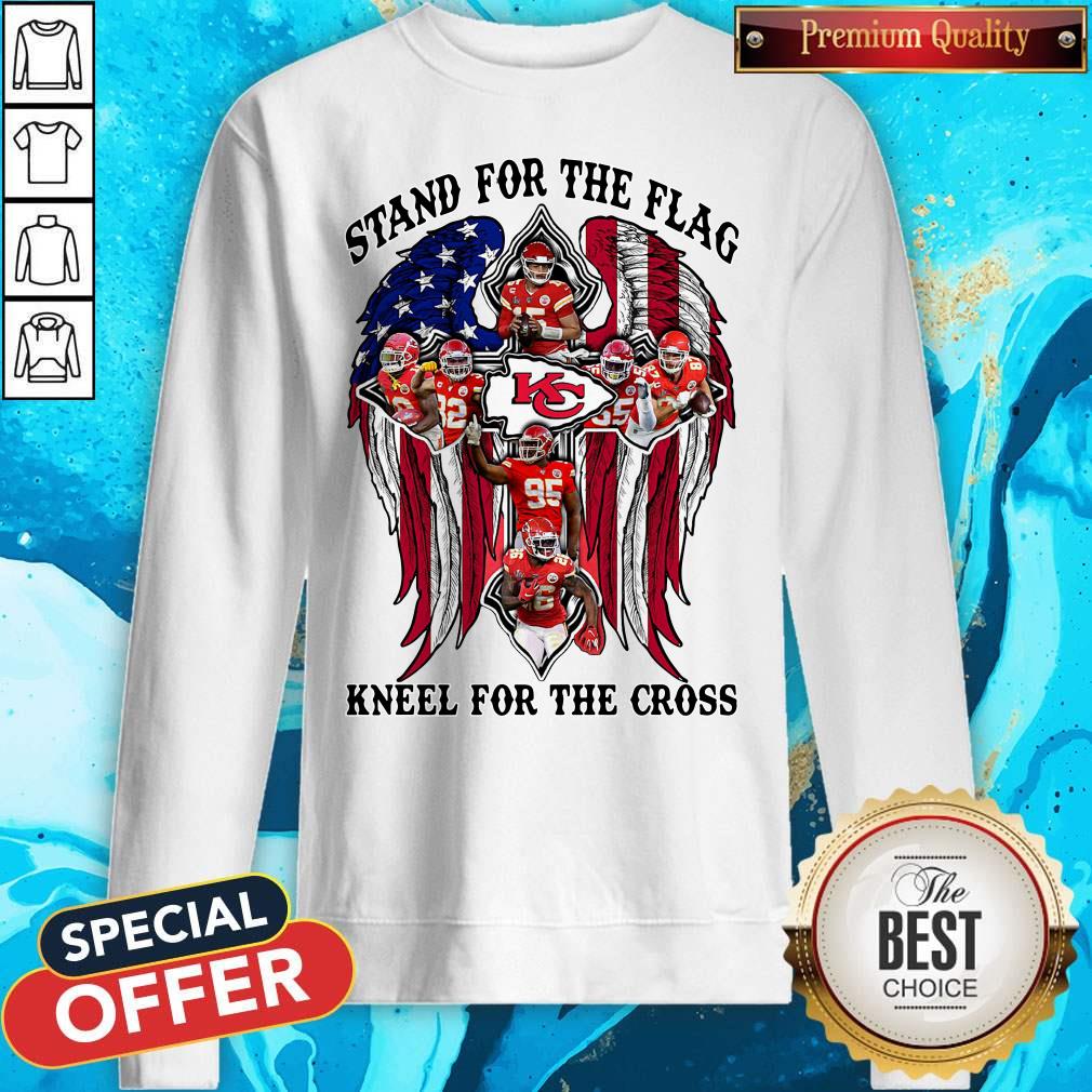 Kansas City Stand For The Flag Kneel For The Cross American Flag Shirt - Image 4