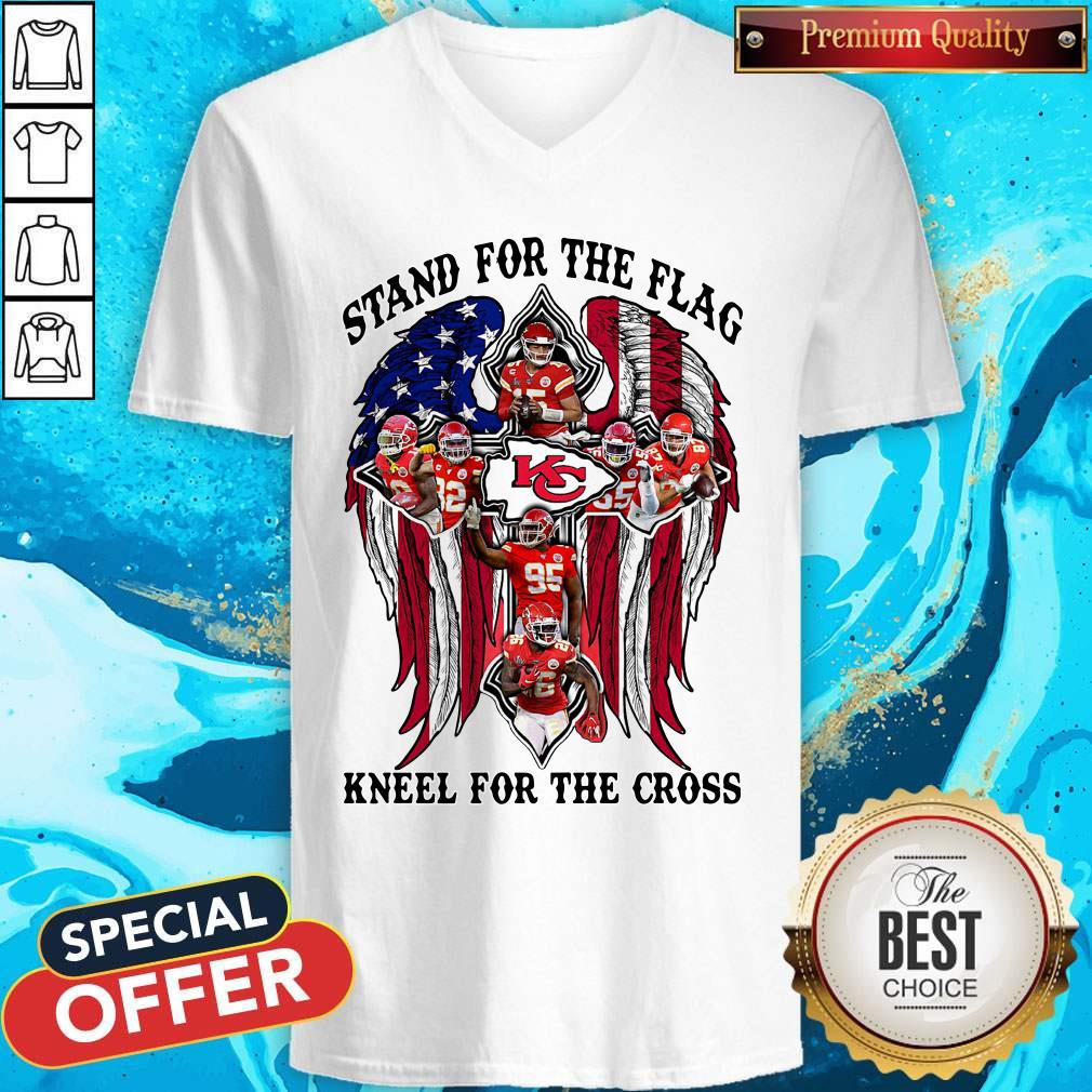 Kansas City Stand For The Flag Kneel For The Cross American Flag Shirt - Image 2