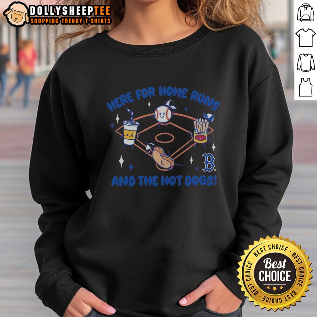 Pretty Here For Home Runs And The Hot Dogs Boston Red Sox MLB Baseball Mascot Food Shirt - Image 4
