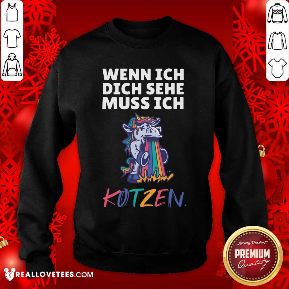Unicorn Wenn Ich Dich Sehe Muss Ich Kotzen Shirt - Image 5