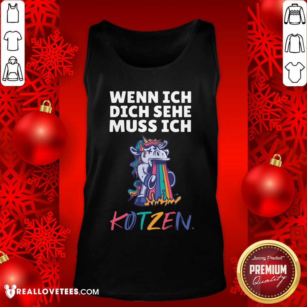 Unicorn Wenn Ich Dich Sehe Muss Ich Kotzen Shirt - Image 4