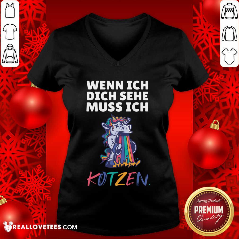 Unicorn Wenn Ich Dich Sehe Muss Ich Kotzen Shirt - Image 3