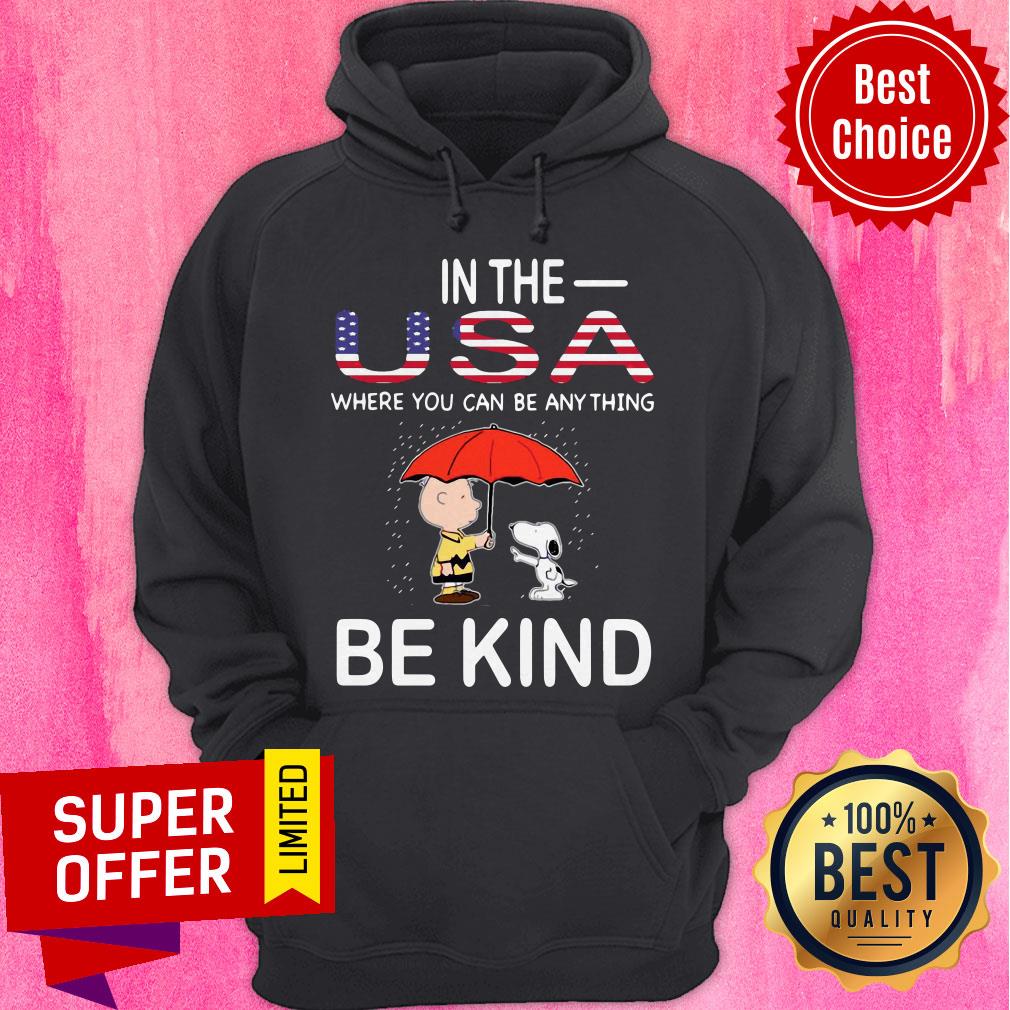 Snoopy And Charlie Brown In The USA Where You Can Be Anything Be Kind LGBT Shirt - Image 3
