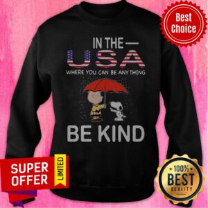 Alternative view of Snoopy And Charlie Brown In The USA Where You Can Be Anything Be Kind LGBT Shirt
