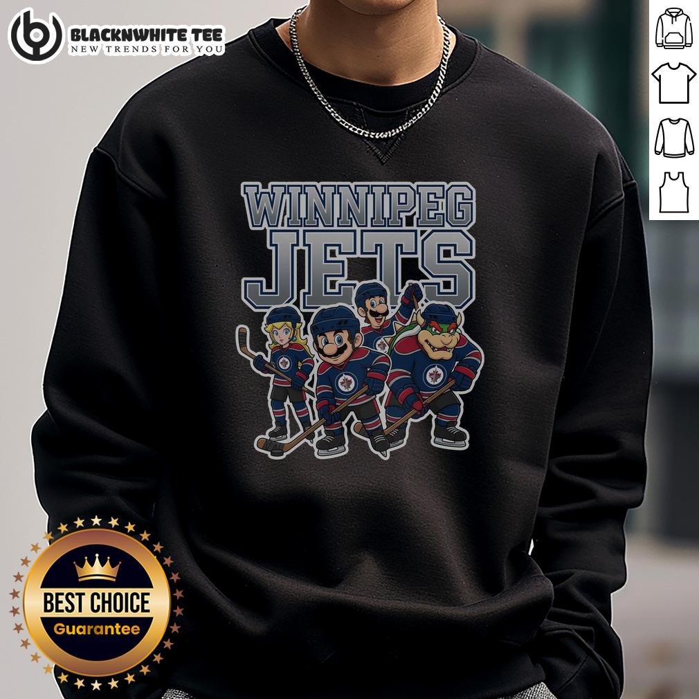 Awesome Winnipeg Jets Super Mario Team Ice Hockey T-Shirt - Image 5
