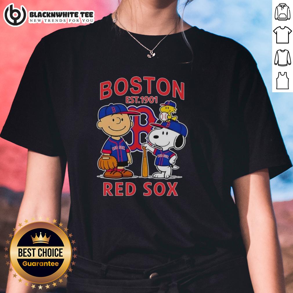 Good Boston Red Sox MLB X Charlie Brown Và Snoopy Peanuts Est 1901 T-Shirt - Image 3