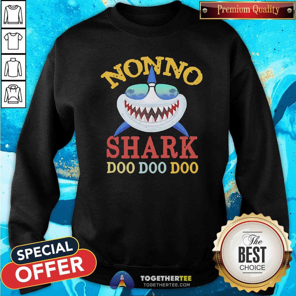 Cute Nonno Shark Doo Doo Doo Vintage Fathers Day Shirt - Image 4