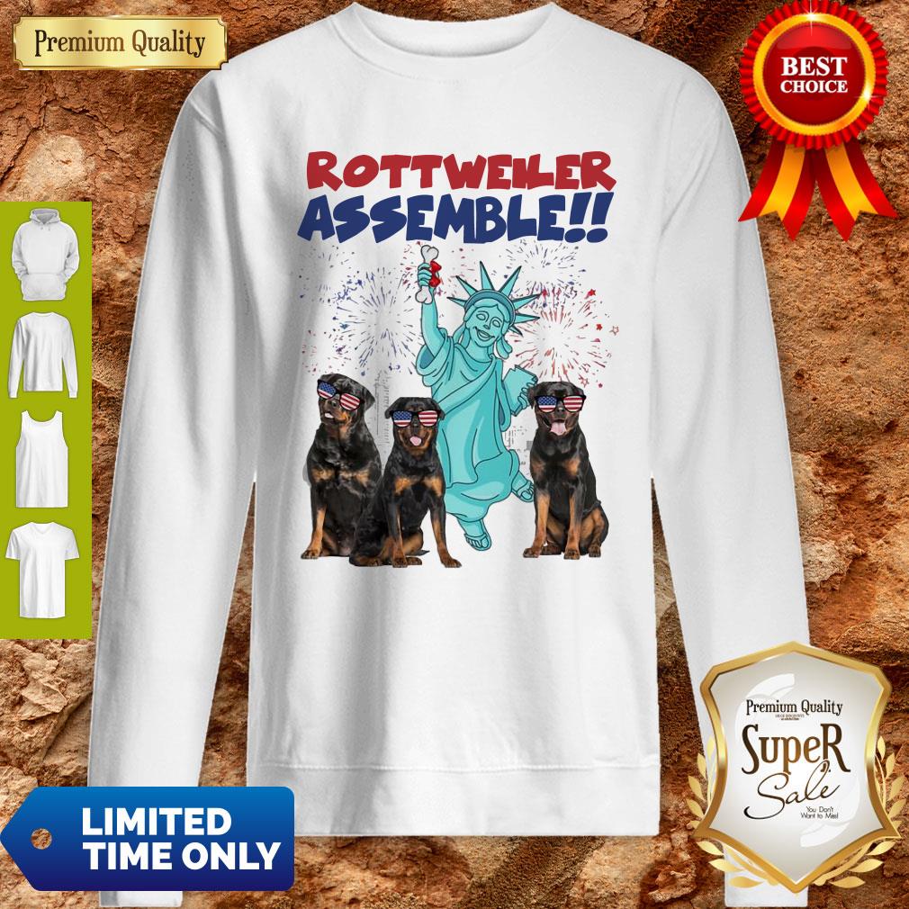 Funny Rottweiler Assemble Happy Independence American Shirt - Image 3