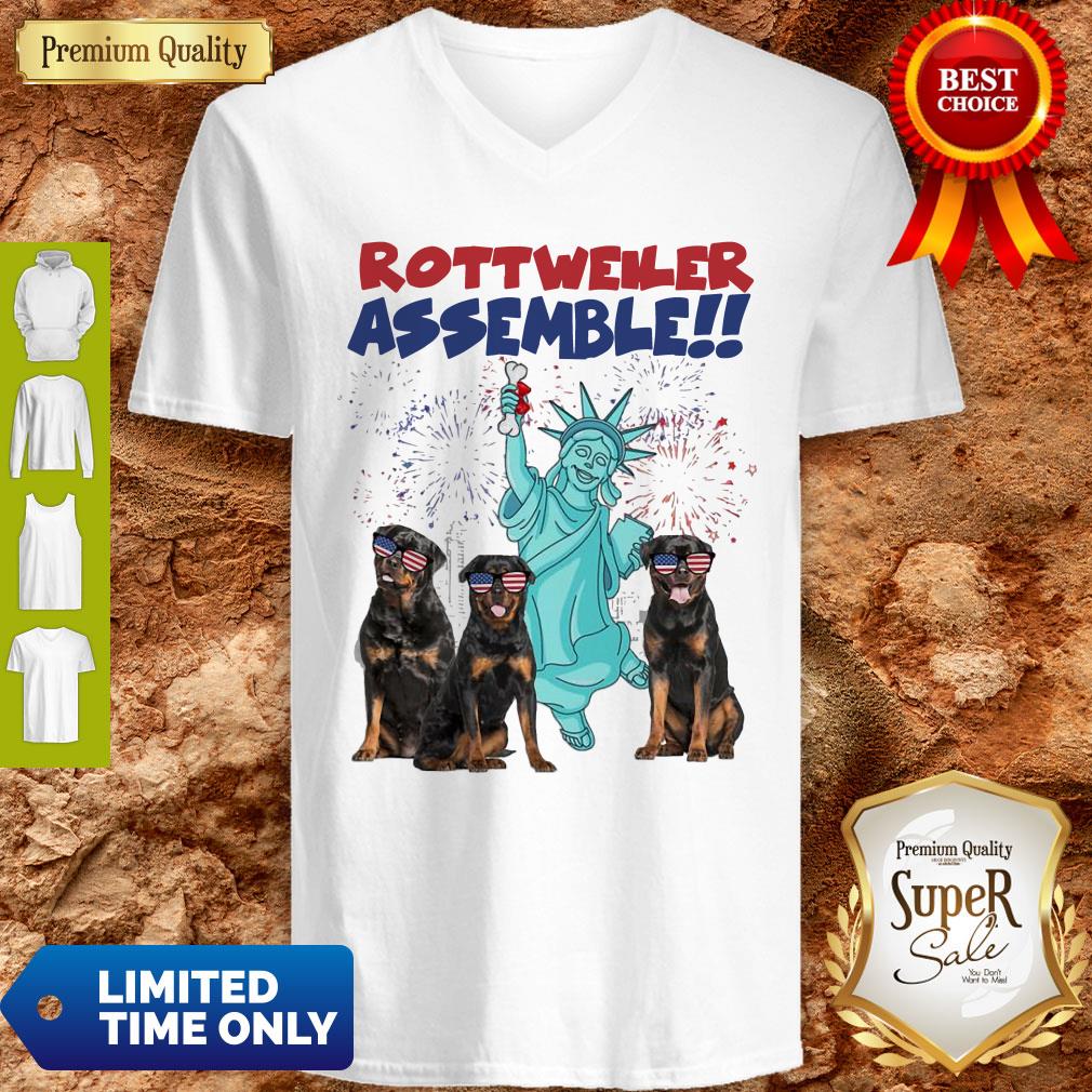 Funny Rottweiler Assemble Happy Independence American Shirt - Image 2