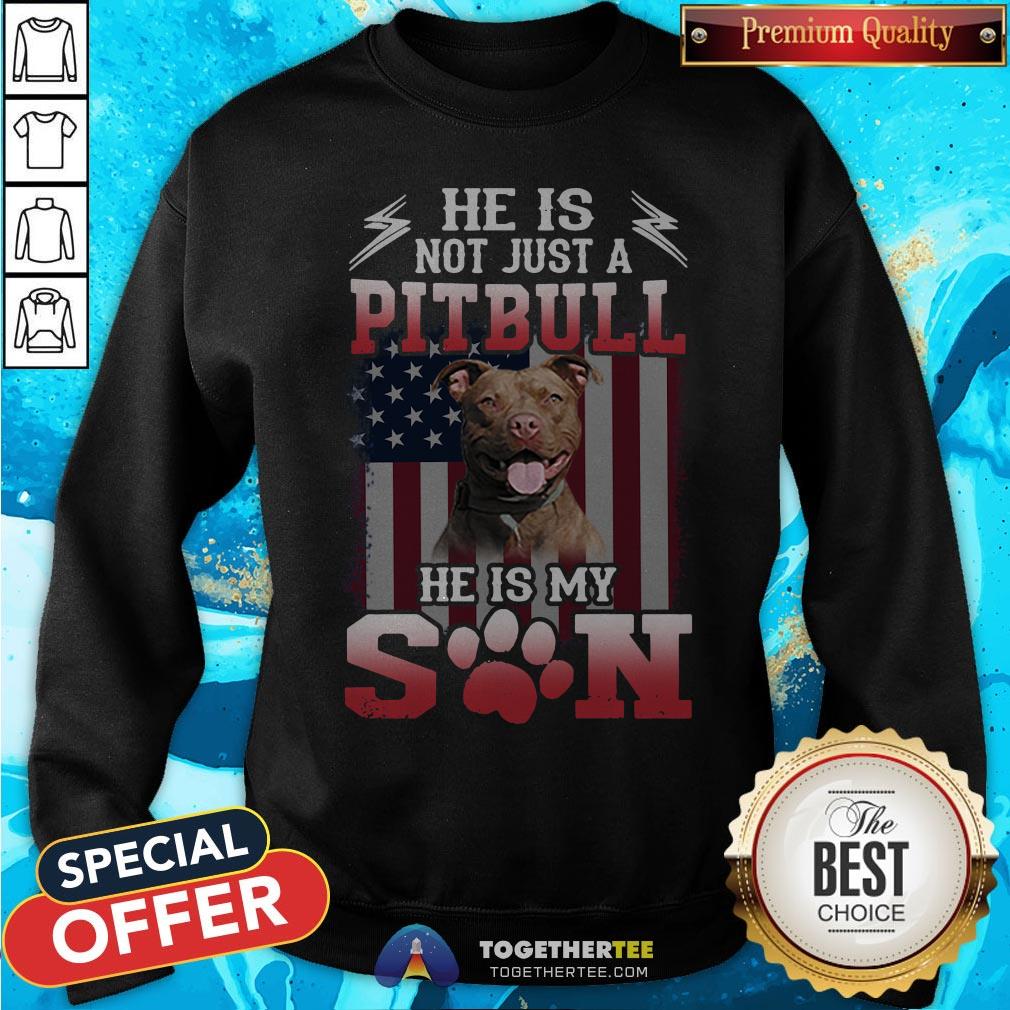 He Is Not Just A Pitbull Se Is My Son American Flag Shirt - Image 4