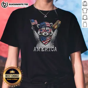 Alternative view of Pretty America Raccoon Hot Dog 4th Of July Patriotic USA Animal 2026 Shirt