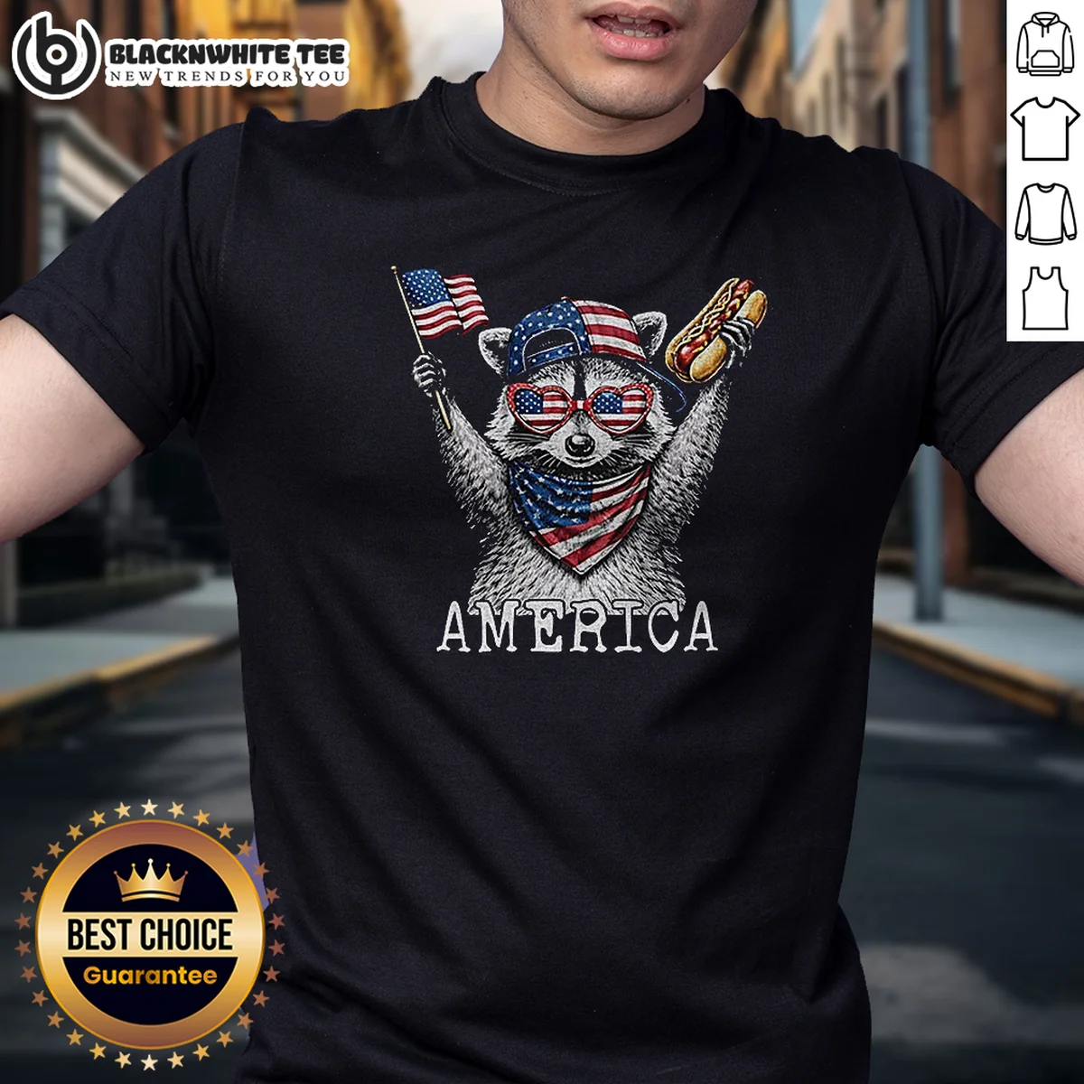 Pretty America Raccoon Hot Dog 4th Of July Patriotic USA Animal 2026 Shirt