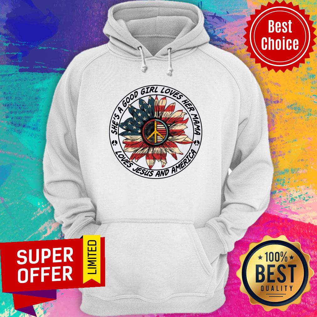 Sunflower American Flag She's a Good Girl Loves Her Mama Loves Jesus And America Shirt - Image 2