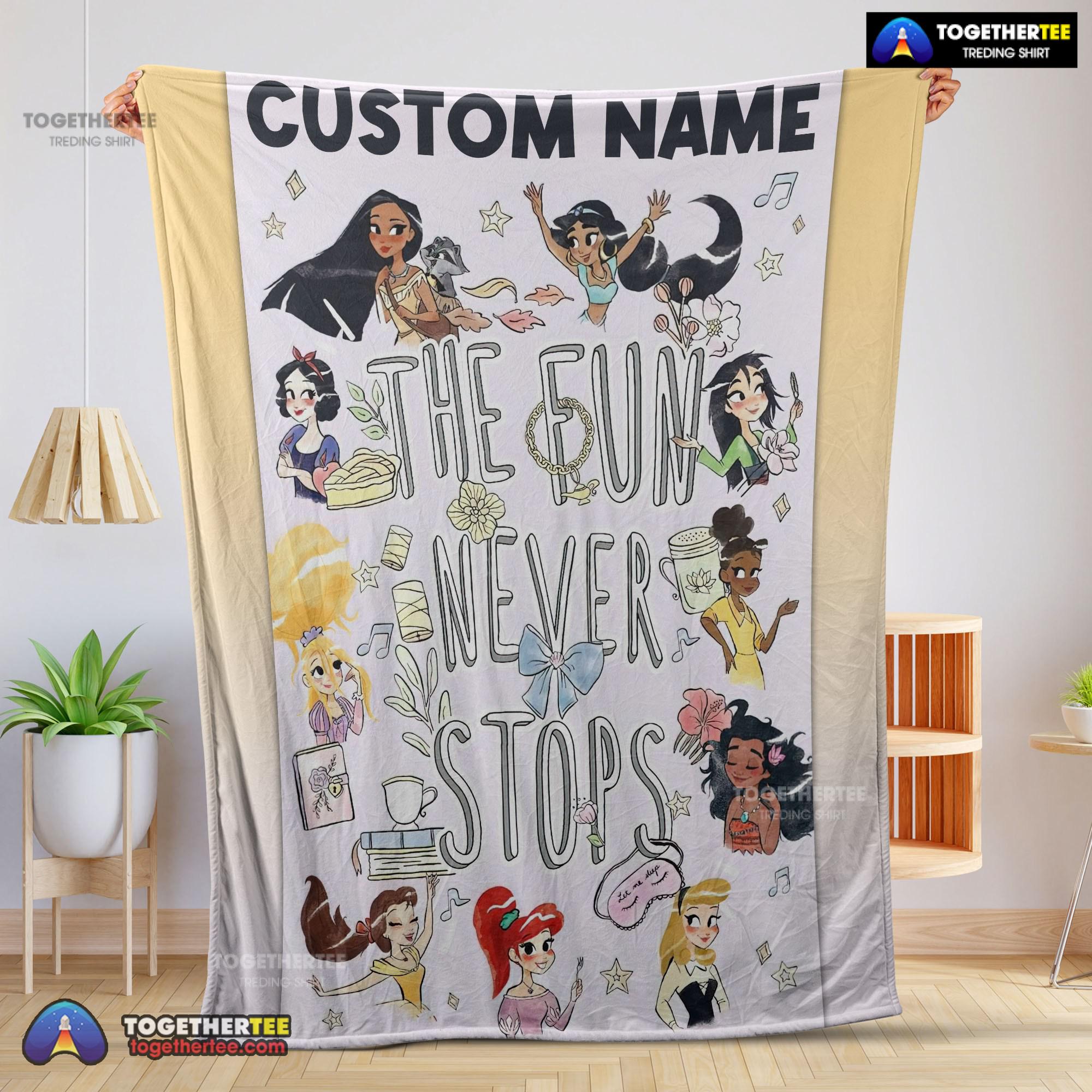 Official Disney Princess The Fun Never Stops Blanket Fleece Customized Blanket