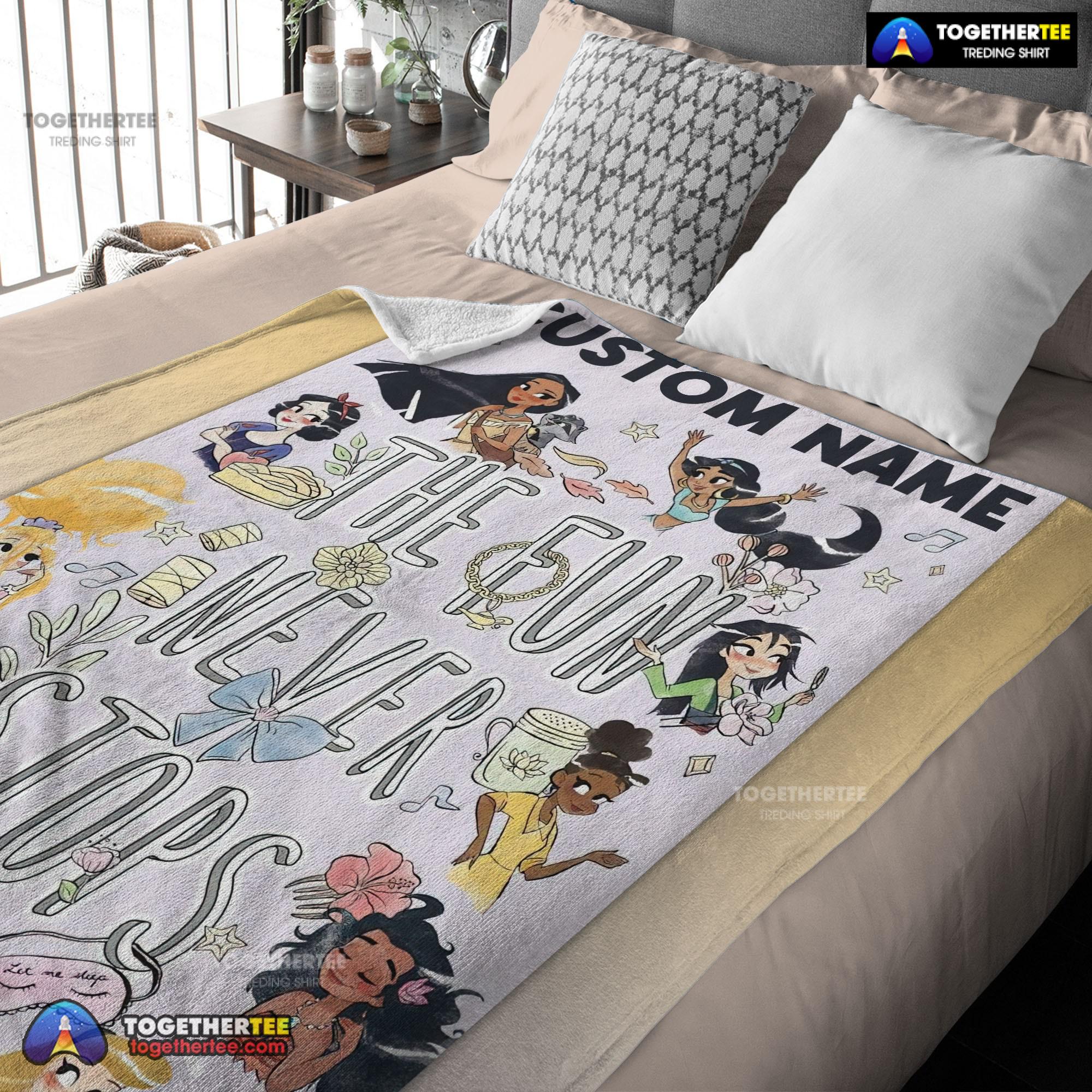 Official Disney Princess The Fun Never Stops Blanket Fleece Customized Blanket - Image 3