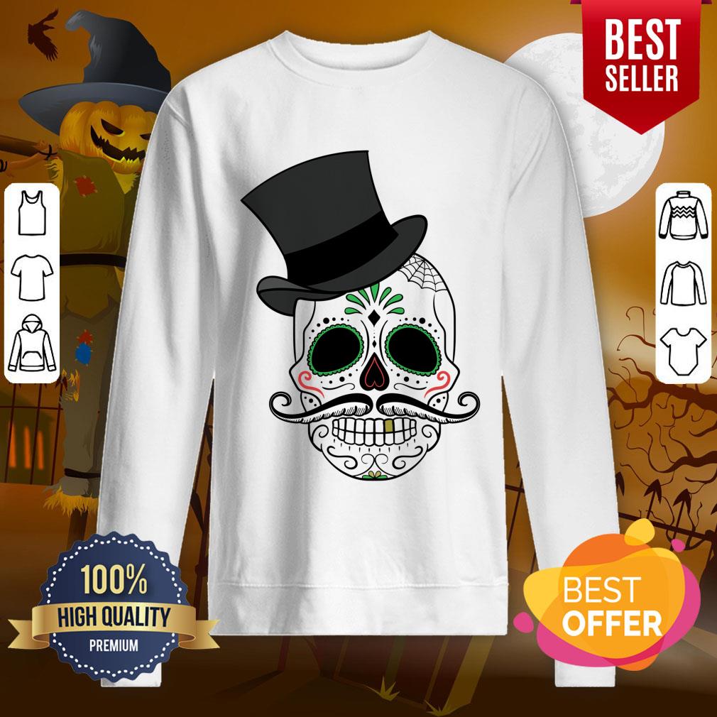 Day Of The Dead Sugar Skull With Tophat Shirt - Image 4