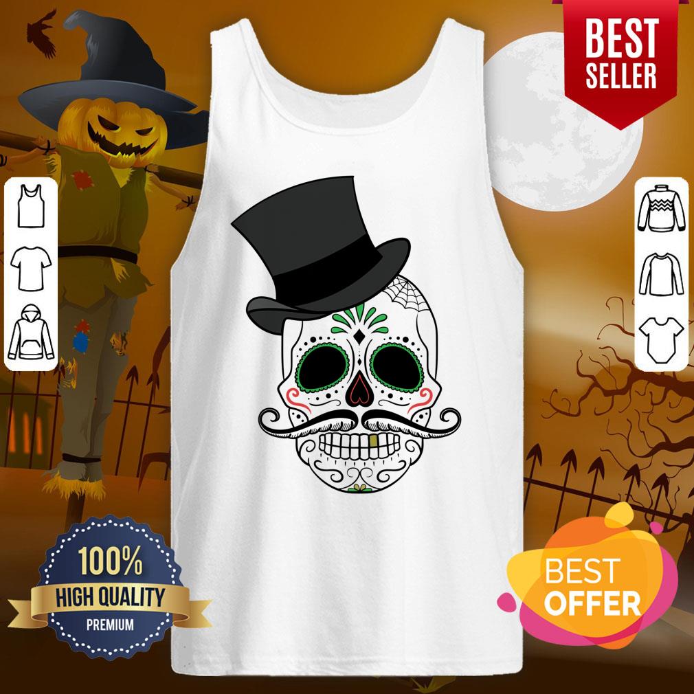 Day Of The Dead Sugar Skull With Tophat Shirt - Image 3