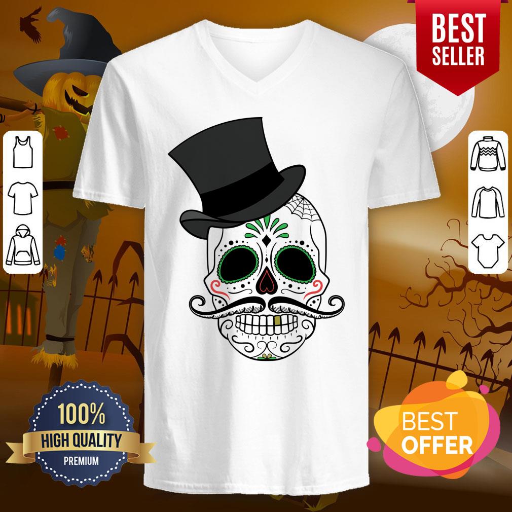 Day Of The Dead Sugar Skull With Tophat Shirt - Image 2