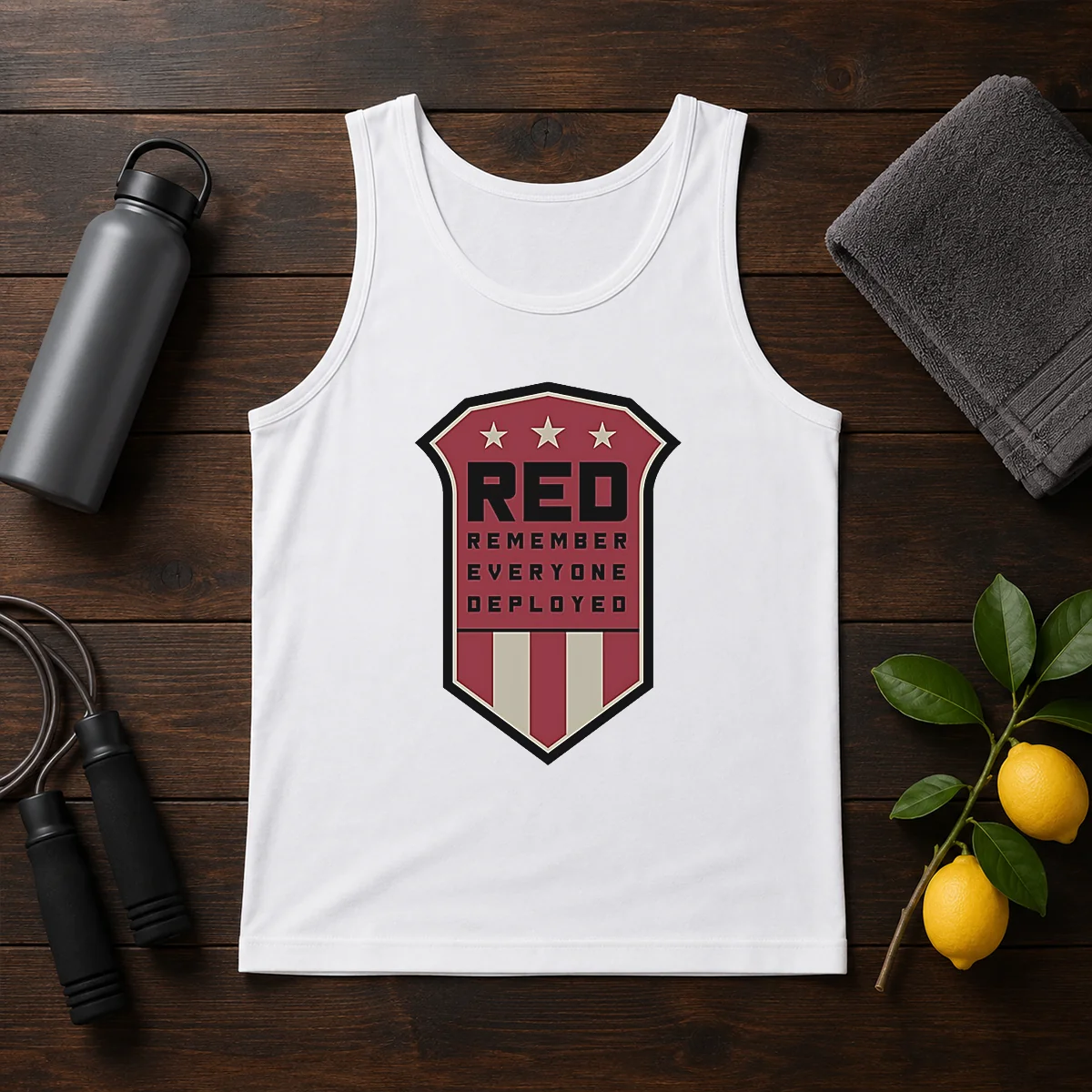 Nice Red Remember Everyone Deployed Military Support Shield Shirt - Image 3