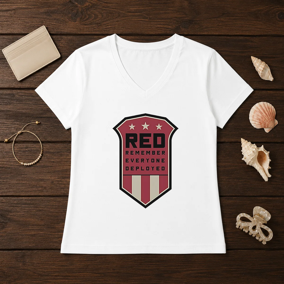 Nice Red Remember Everyone Deployed Military Support Shield Shirt - Image 2