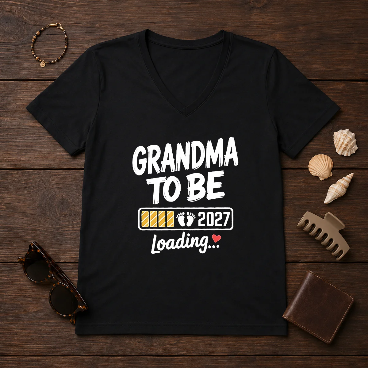 Pretty Grandma To Be 2027 Loading Pregnancy Announcement Shirt - Image 2