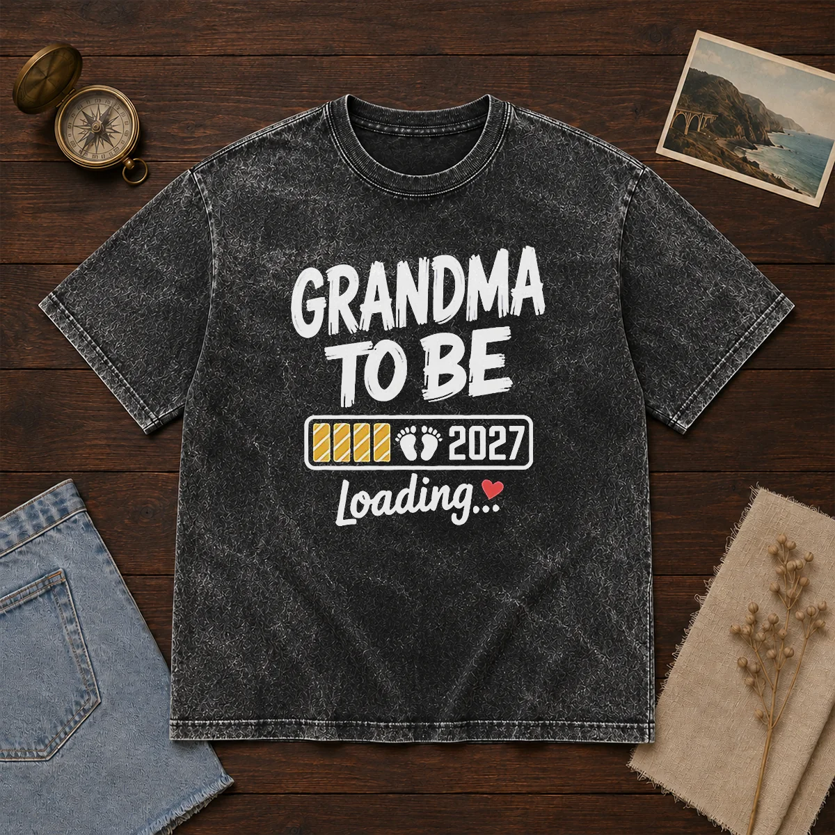 Pretty Grandma To Be 2027 Loading Pregnancy Announcement Shirt - Image 8