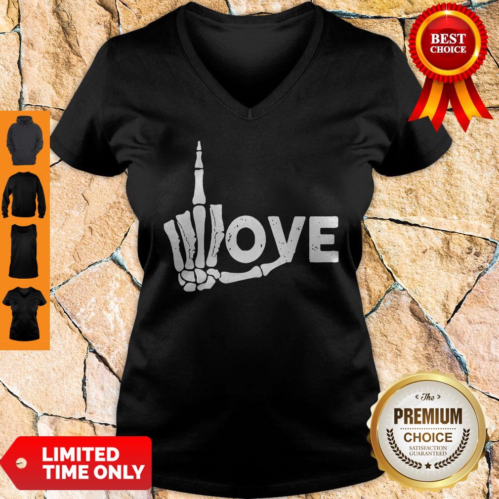 Premium Skeleton Fuck Love Shirt - Image 5