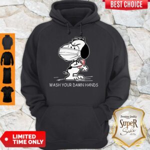 Alternative view of Snoopy Wearing Mask Wash Your Damn Hands Shirt