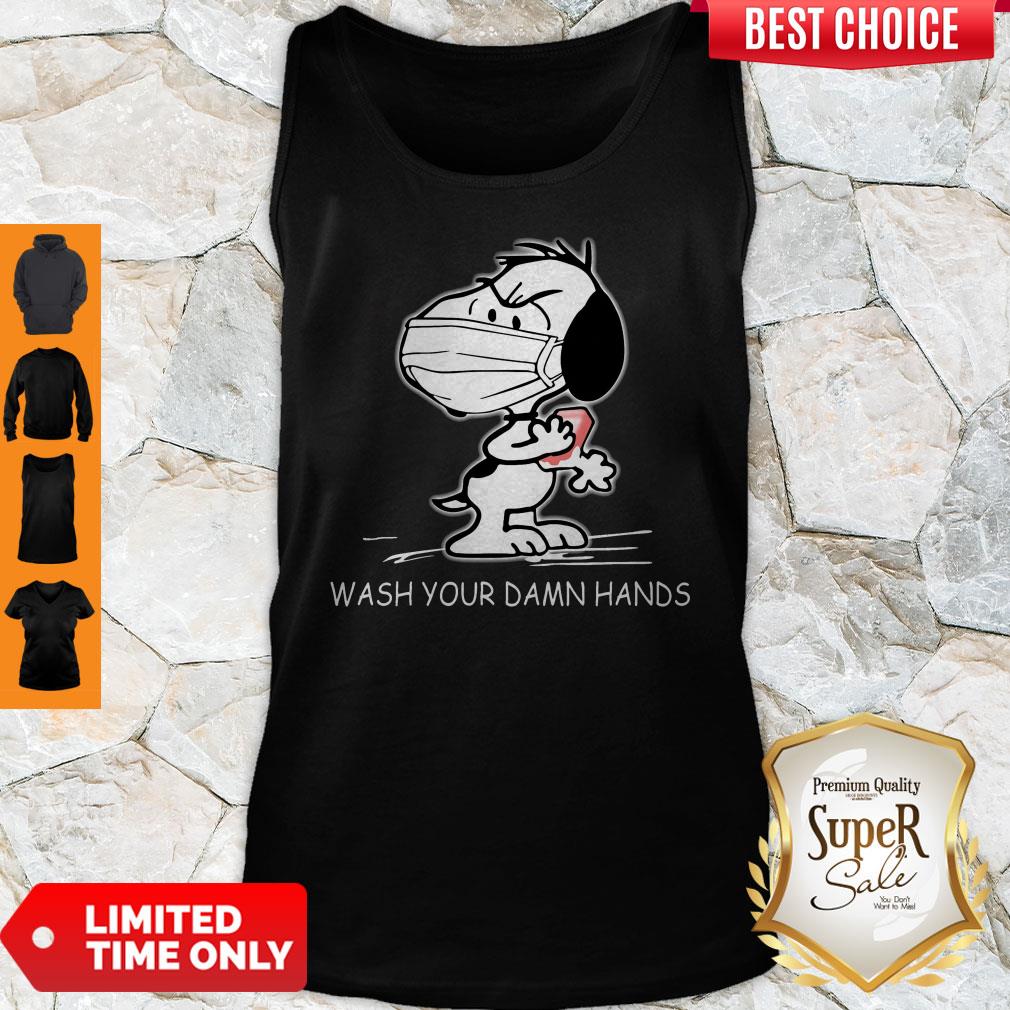Snoopy Wearing Mask Wash Your Damn Hands Shirt - Image 4