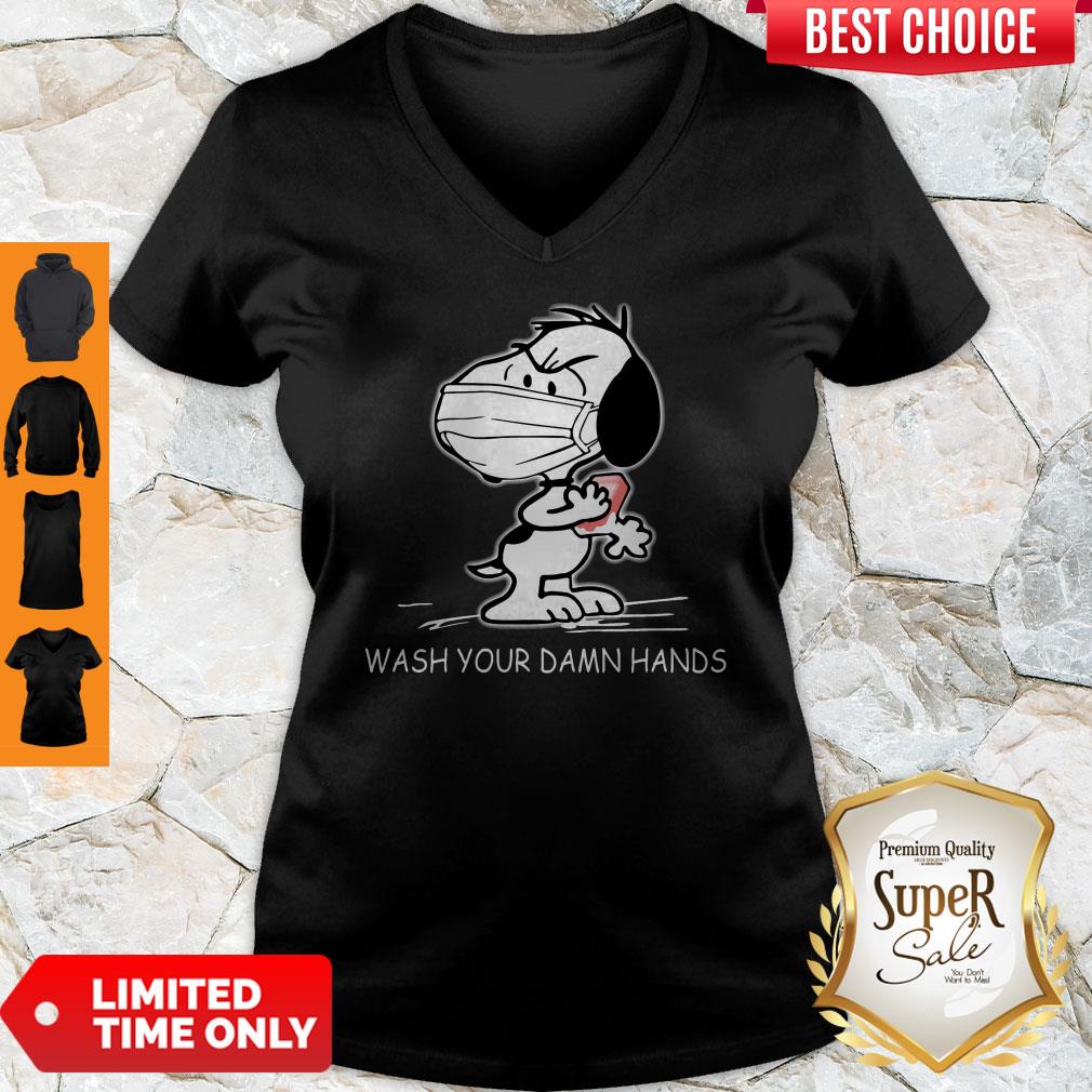 Snoopy Wearing Mask Wash Your Damn Hands Shirt - Image 3