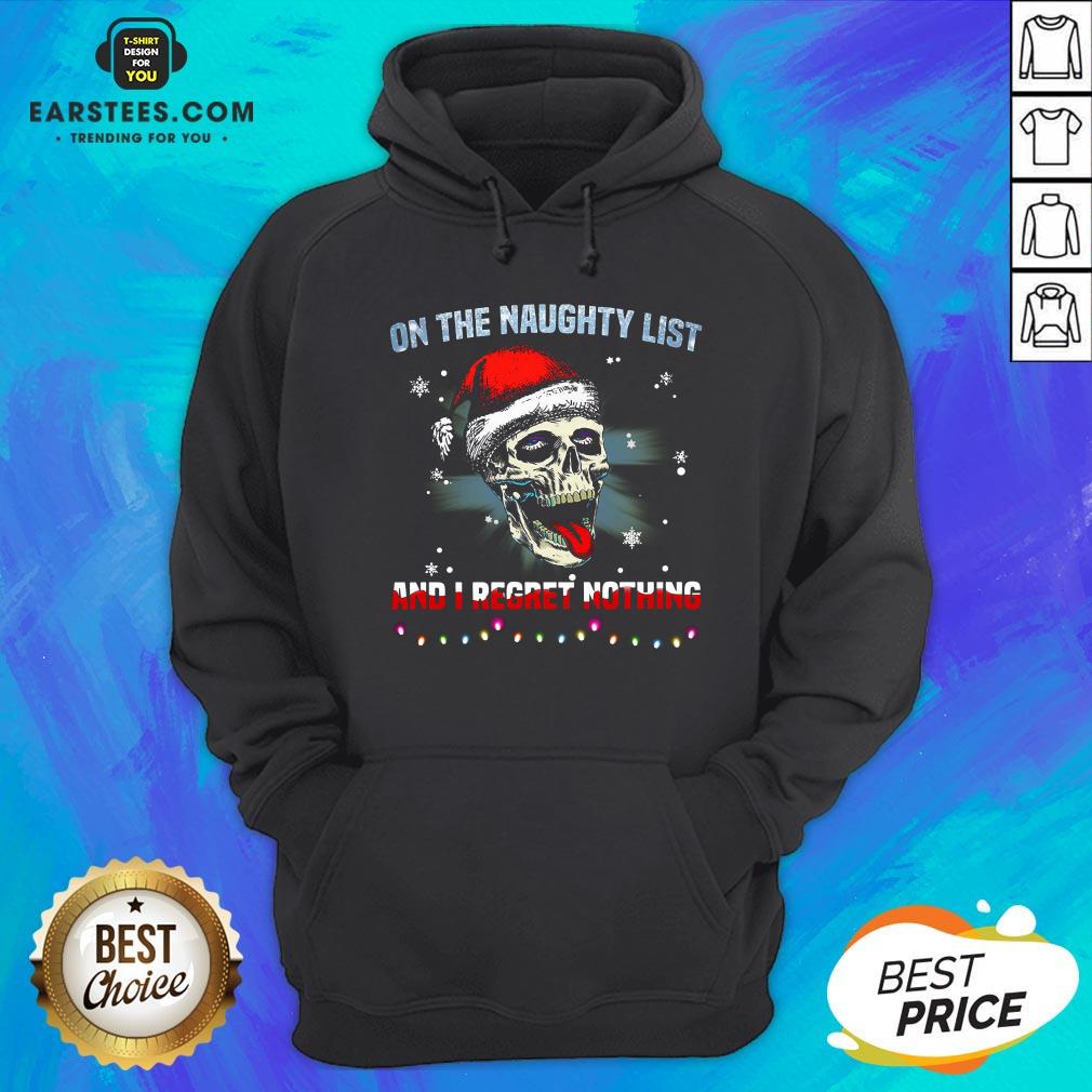 Pretty Satan Skull On The Naughty List And I Regret Nothing Shirt - Image 2