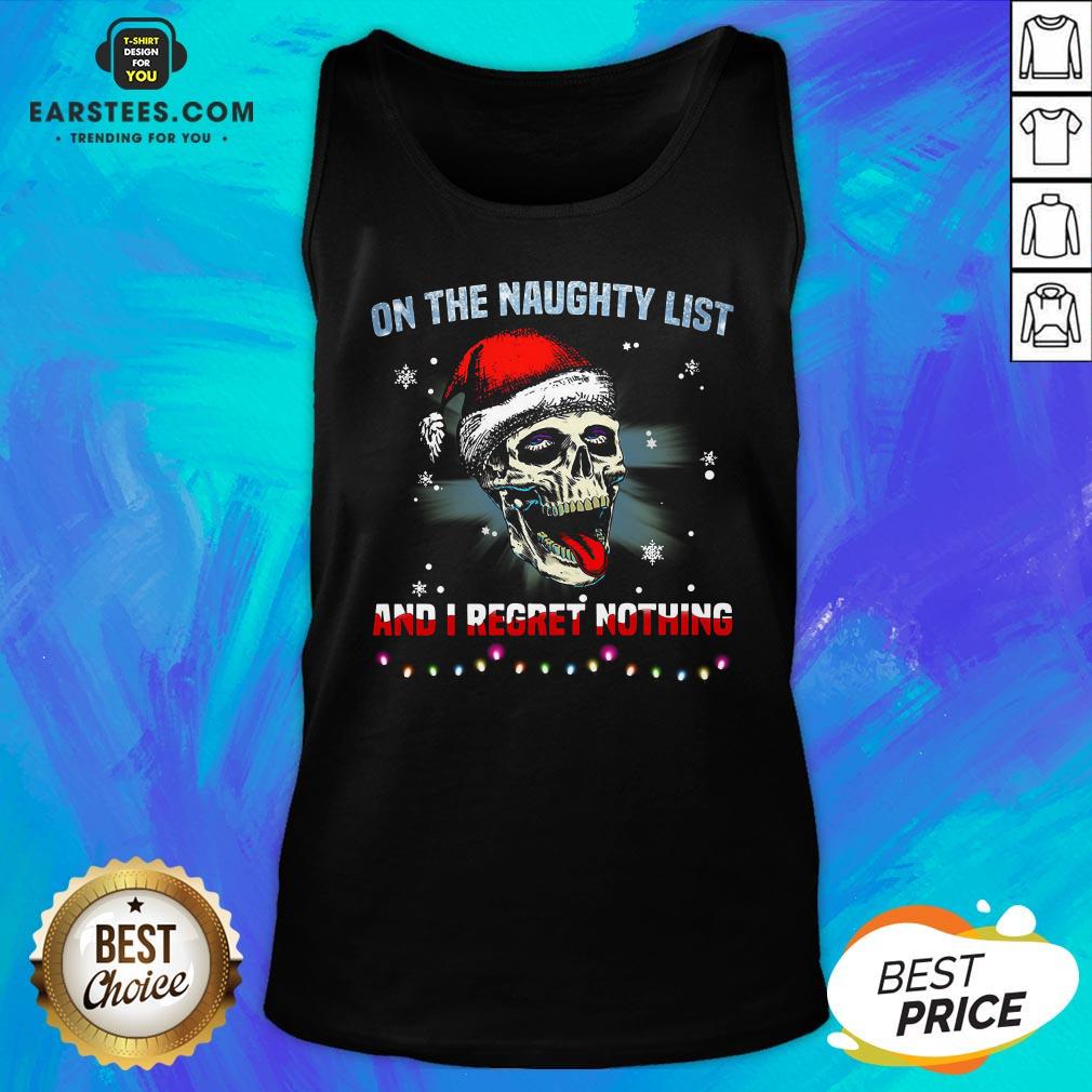 Pretty Satan Skull On The Naughty List And I Regret Nothing Shirt - Image 4